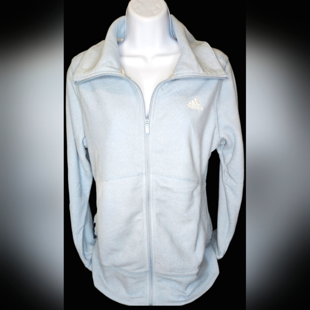 NWT Women's Adidas Heather Fleece Jacket Blue